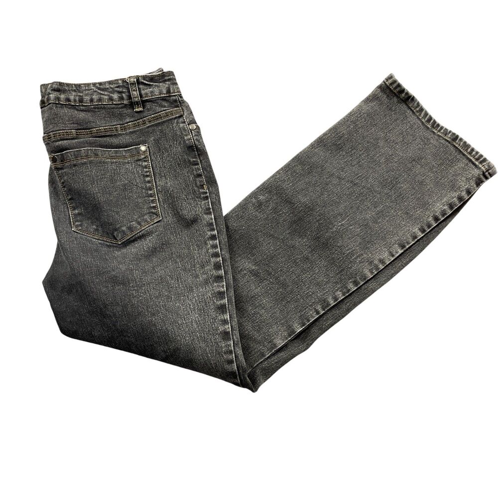 Soft Surroundings 12P Black Jeans‎ Cotton Blend Zipper Front Sharp Center Crease